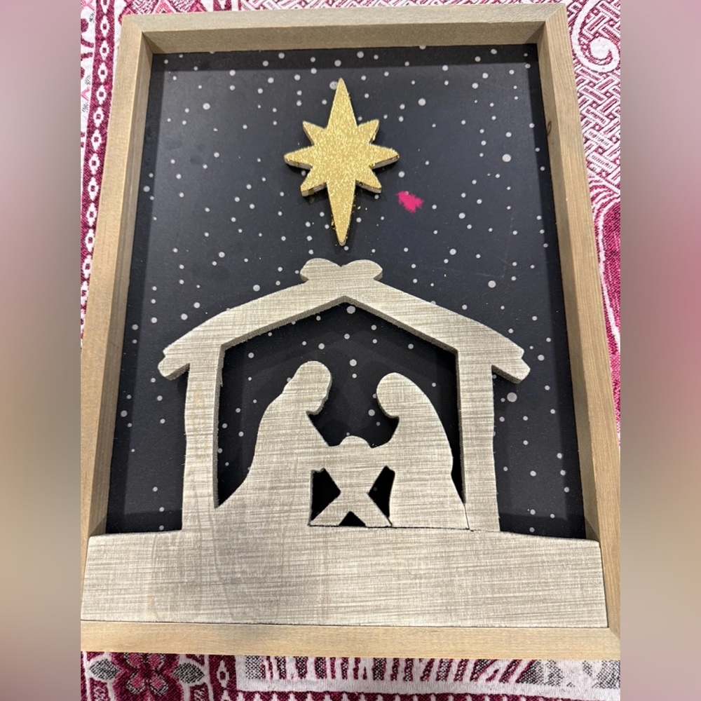 Gold and Black Nativity Scene Wall Art